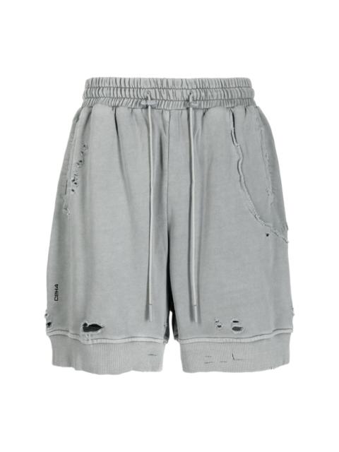 C2H4 ripped-detailing cotton track shorts
