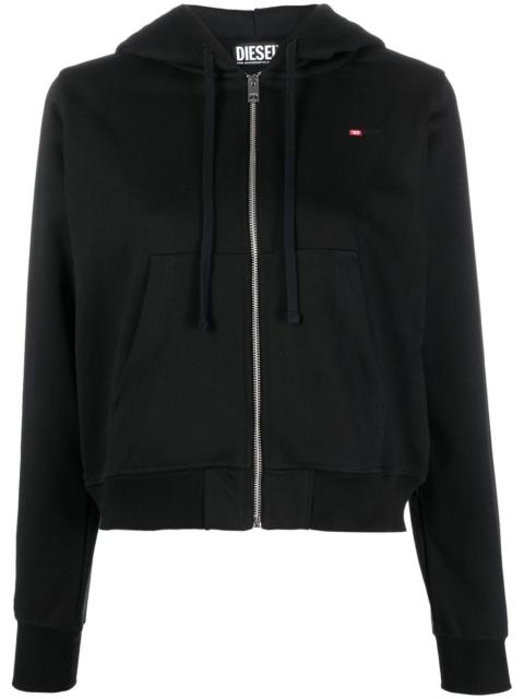 drawstring zipped hoodie