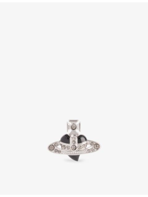 Vivienne Westwood Diamante Heart Orb-embellished platinum-plated brass earring