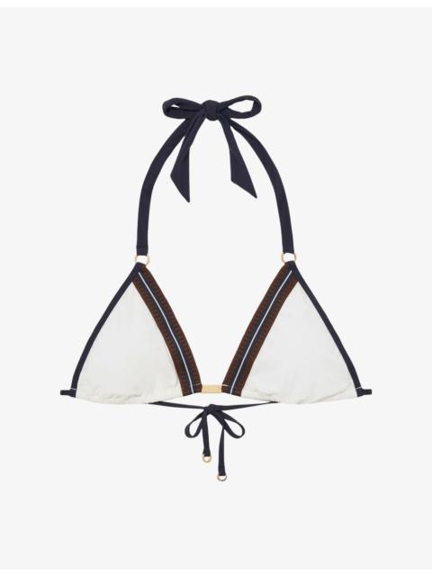 REISS Riva Colour-Block Triangle Stretch-Woven Bikini Top
