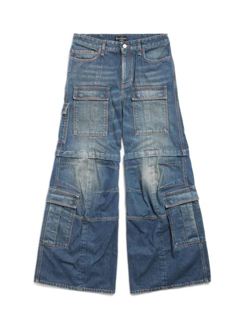 BALENCIAGA Women's Flared Cargo Pants in Dark Blue