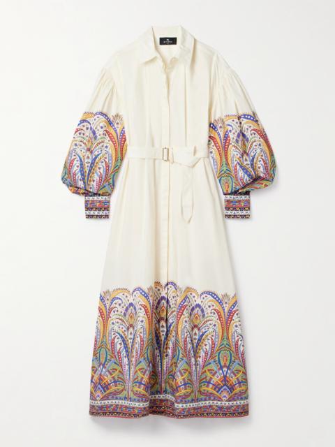 Etro Belted Paisley-print Cotton-poplin Midi Shirt Dress