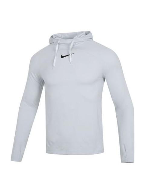 Men's Nike Solid Color Logo Loose Hooded Long Sleeves Gray DQ5052-043