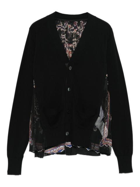 sacai paisley panel cardigan