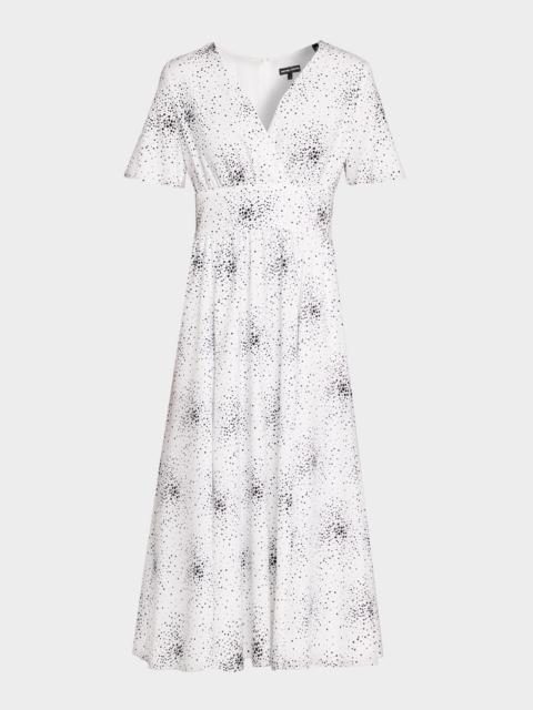 EMPORIO ARMANI Dotted Flutter-Sleeve Midi Dress