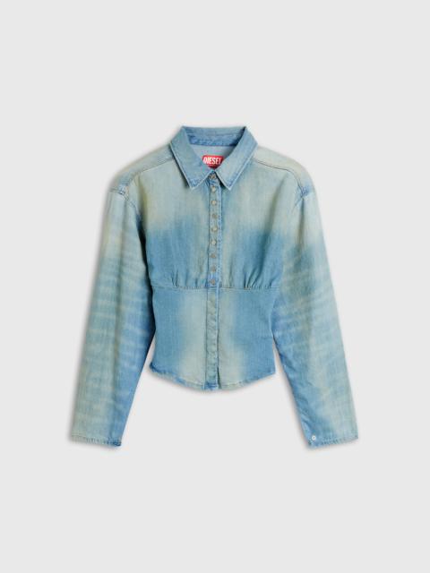 Diesel DENIM SHIRT WITH SECTIONED DESIGN