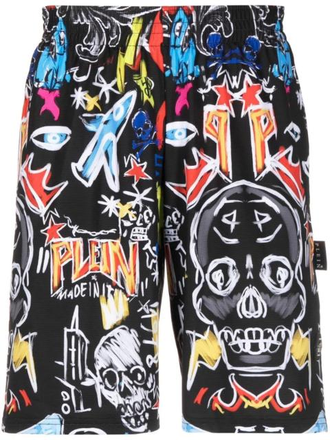 PHILIPP PLEIN graphic-print track shorts
