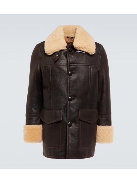 AMI Paris shearling-trimmed leather jacket