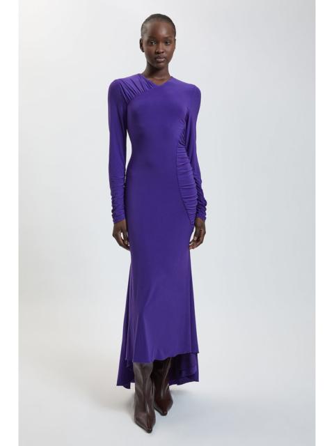 KAREN MILLEN Petite Long Sleeve Slinky Drape Ruched Detail Maxi Dress