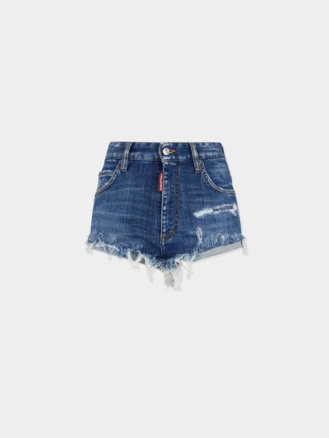 DSQUARED2 MEDIUM WASH TRUCKER HOT PANTS