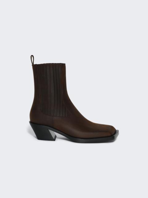 Amina Muaddi Chiara Chelsea Boot Waxed Brown