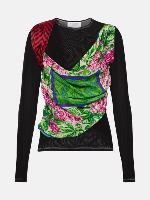 Marine Serre Silk Scarves draped jersey top