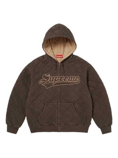 Supreme logo-patch quilted-pattern bomber jacket