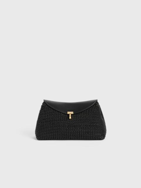 TOTEME T-lock woven-leather clutch black