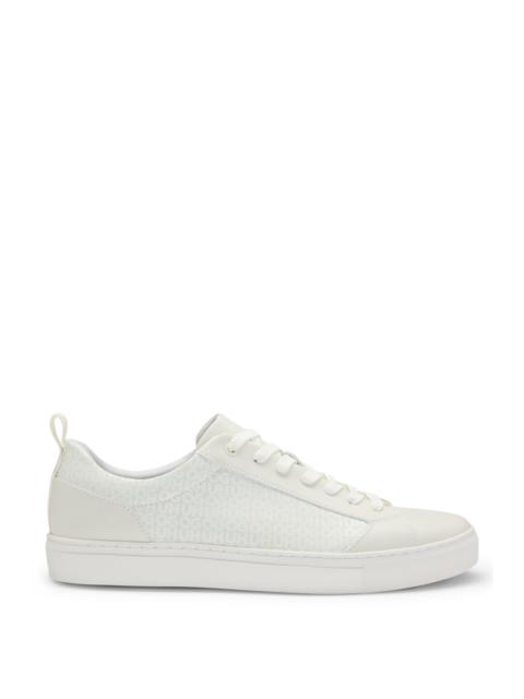 HUGO FAUX-LEATHER TRAINERS WITH TONAL MONOGRAMS