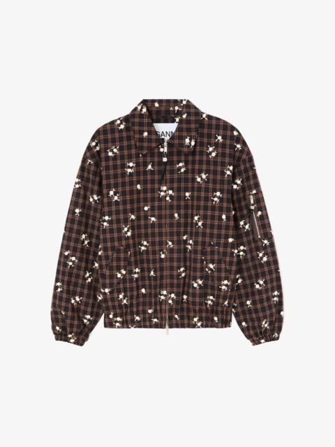 GANNI BOMBER IN PRINTED CHECK