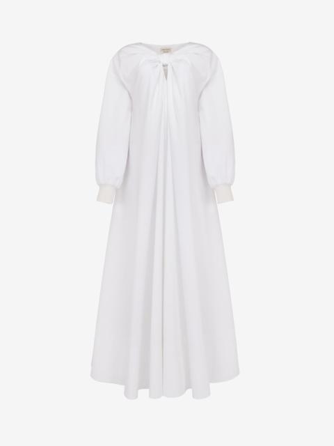Women's Cocoon Sleeve Knot Midi Dress in Optic White