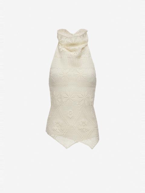 MAGDA BUTRYM Open-back crochet halterneck top in cream