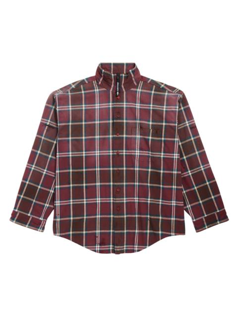 BALENCIAGA Men's Zip-Up Shirt - Burgundy