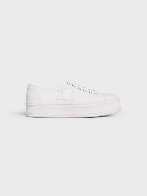 CELINE JANE LOW LACE-UP SNEAKER in CANVAS AND CALFSKIN
