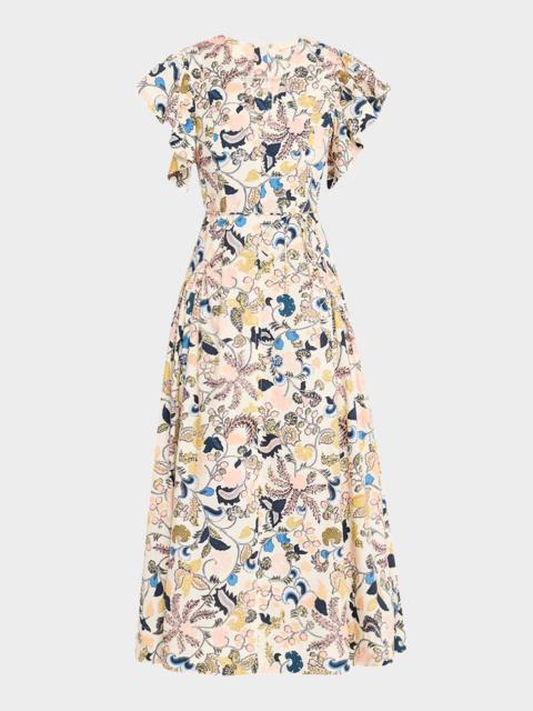 ULLA JOHNSON Darya Drop-Waist Midi Dress