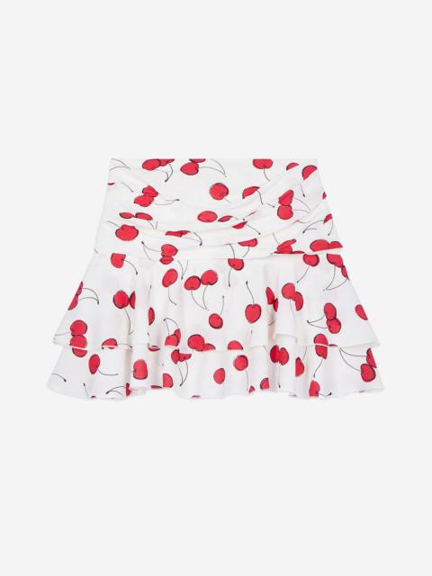 The Kooples SHORT CHERRY PRINTED DRAPED SKIRT