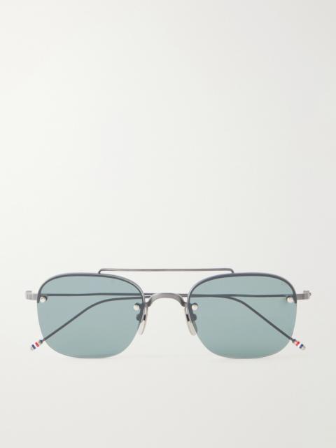 Thom Browne Aviator-Style Gold-Pleated Titanium Sunglasses
