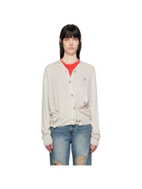OPEN YY Gray Twisted Placket Cardigan