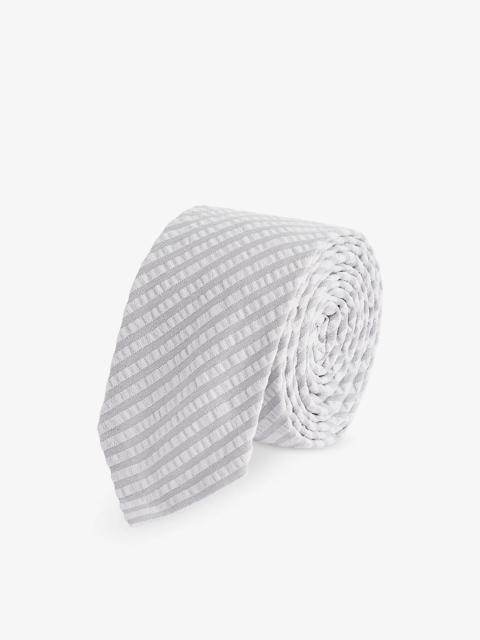 Stripe-pattern cotton seersucker tie