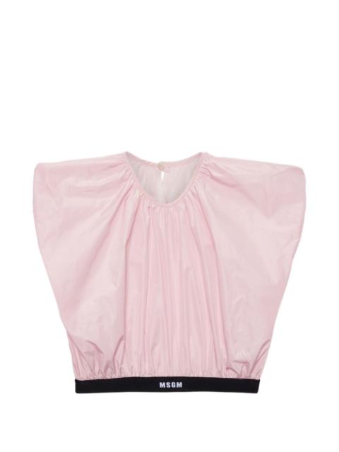 MSGM logo-print cropped blouse