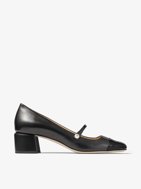 JIMMY CHOO Elisa 45
Black Nappa and Patent Leather Pumps