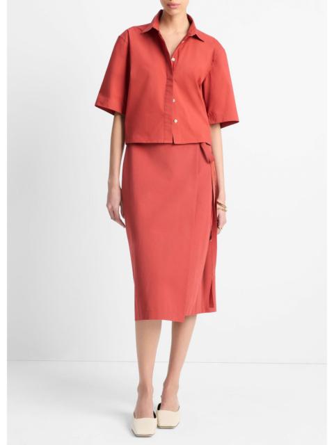 Vince Cotton-Blend Straight Wrap Skirt