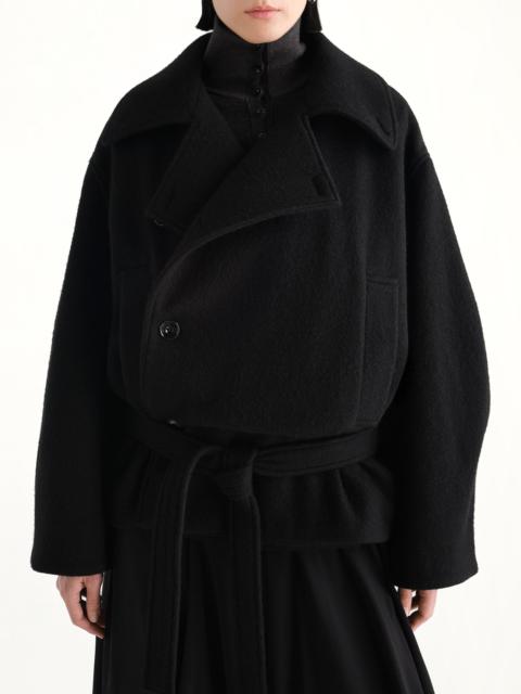 Lemaire Short Wrap Coat in Black