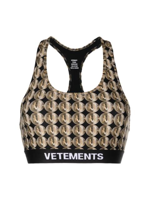 logo-print racerback sports bra