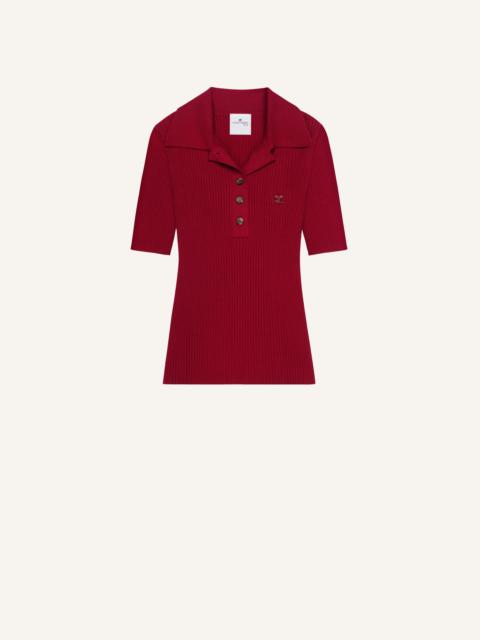 courrèges ICONIC RIB KNIT POLO SHIRT