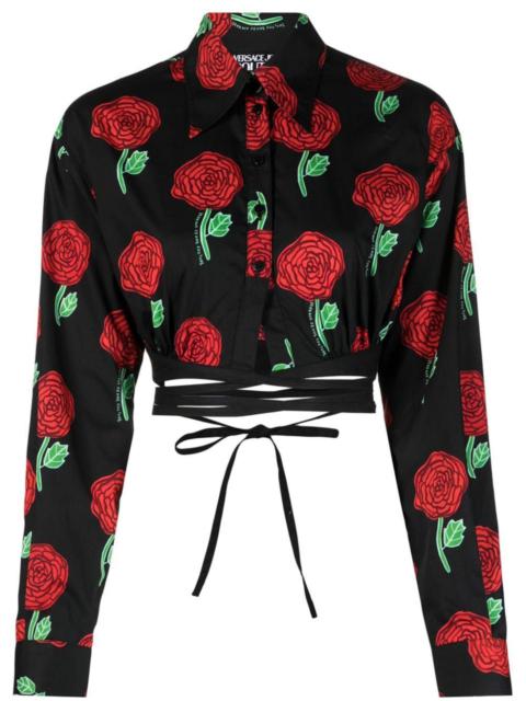 VERSACE JEANS COUTURE floral-print cropped blouse