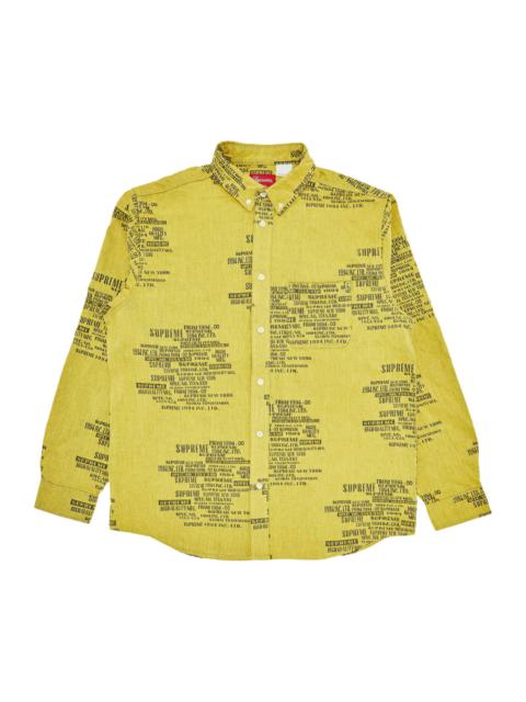 Supreme Supreme Trademark Jacquard Denim Shirt 'Washed Yellow'