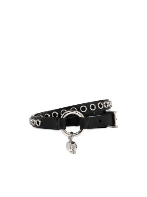 Alexander McQueen skull-charm leather bracelet