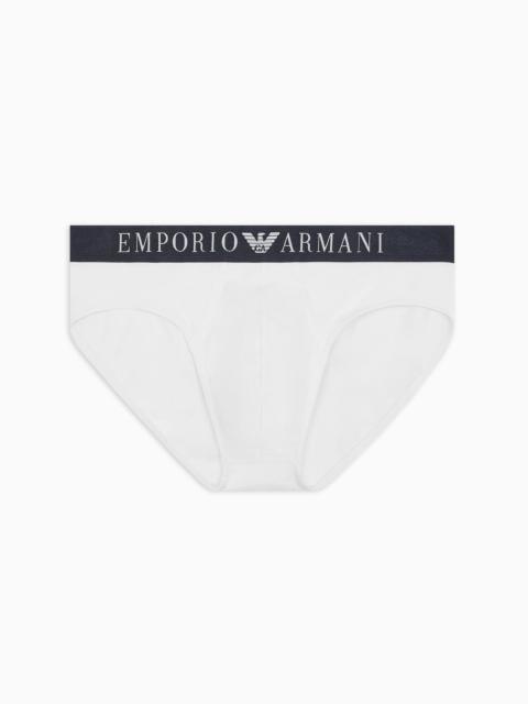 EMPORIO ARMANI Superfine cotton briefs with logo waistband