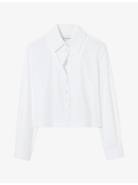 Claudie Pierlot Long-Sleeved Cut-Out Cotton-Poplin Shirt