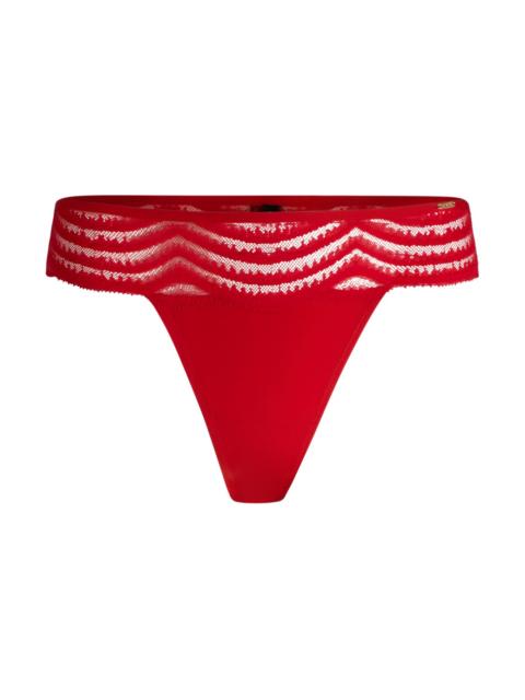 BOSS LACE-TRIM THONG WITH LOGO DETAIL