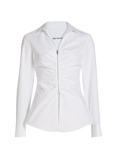 Alexander Wang Women's Gathered Zip-Front Stretch-Cotton Shirt - White