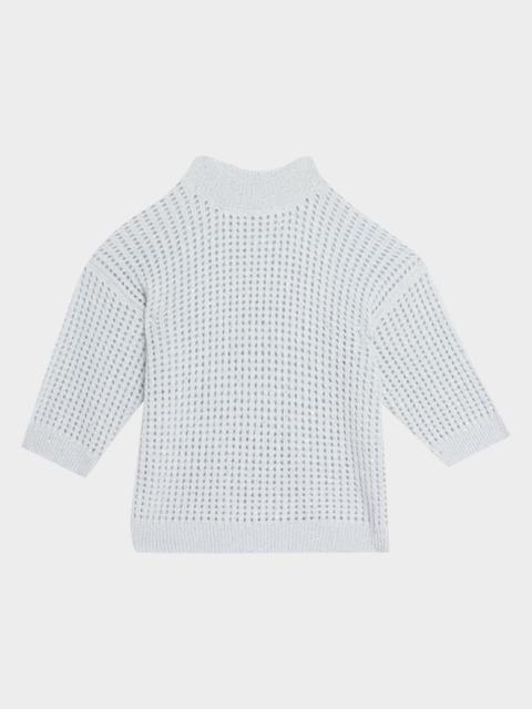 PESERICO Mock-Neck Sequin Open Knit Sweater