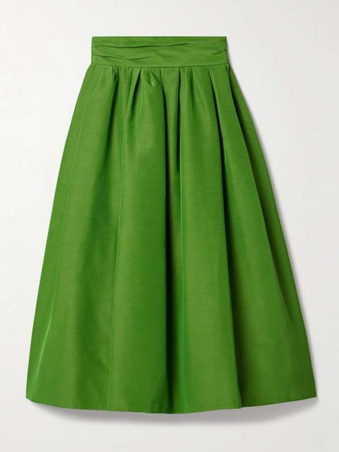 CAROLINA HERRERA Pleated cotton-blend faille midi skirt Leaf green