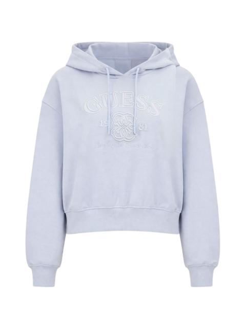 GUESS USA logo-embroidered cropped hoodie