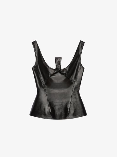 Givenchy PEPLUM TOP IN LEATHER WITH BOW DETAIL