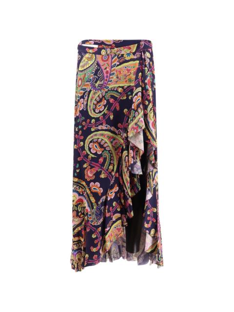 Etro ruffled paisley skirt