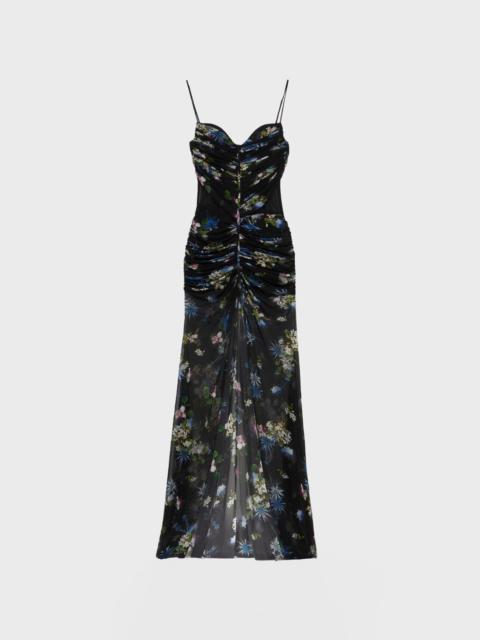 Blumarine PRINTED TULLE BUSTIER DRESS WITH SLIT