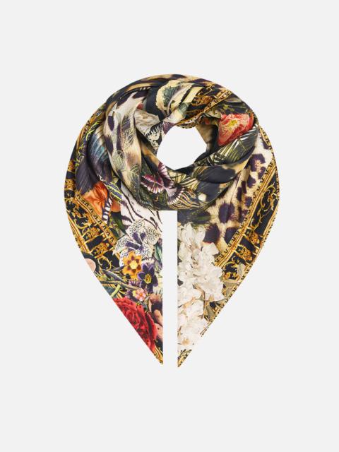 CAMILLA LARGE CRYSTALLED SILK SQUARE SCARF LEOTIGRA LAND