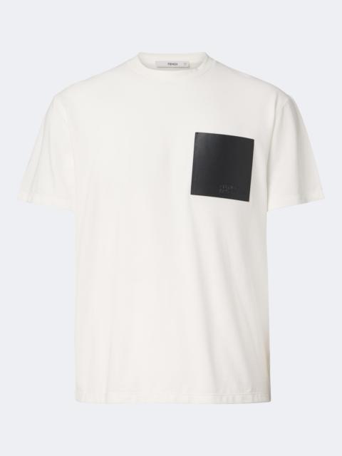 FENDI Leather-trimmed cotton jersey T-shirt